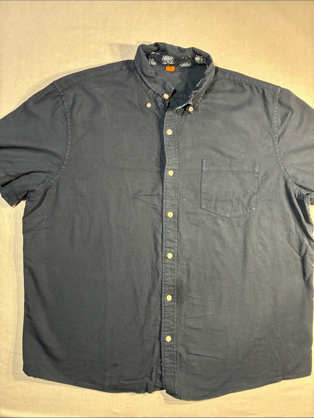 Classic Navy Button-Down Short Sleeve Shirt - Men's